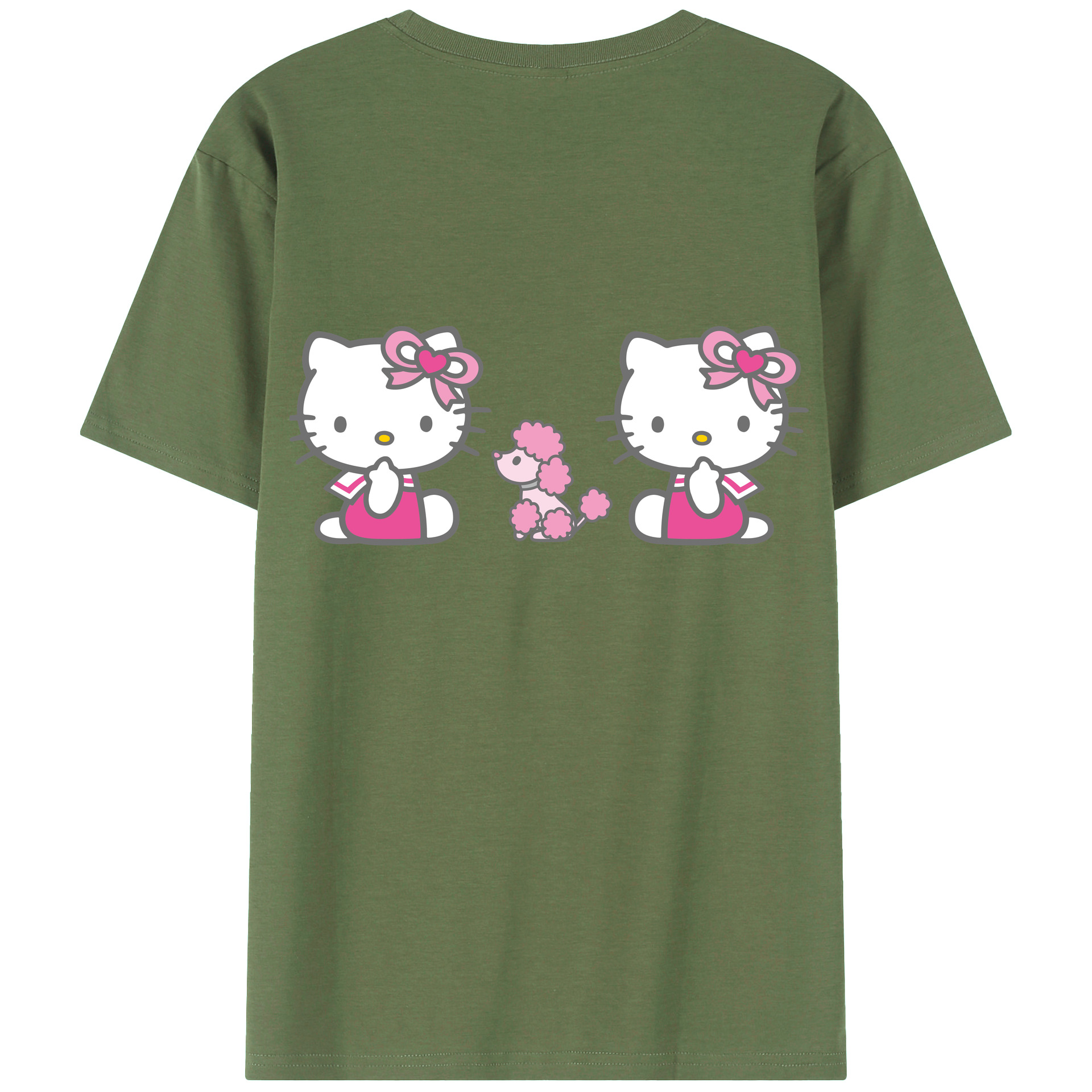 （画像用） Hello Kitty ハローキティ 綿100％ メンズ半袖Tシャツ（バックプリント） 通気性